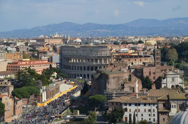 Widok Powietrza Panoramę Rzymu Koloseum Włoszech — Zdjęcie stockowe