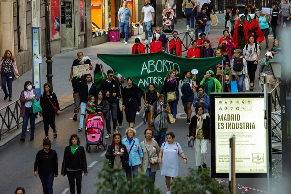 Manifestazione Favore Dell Aborto Madrid Spagna — Foto Stock
