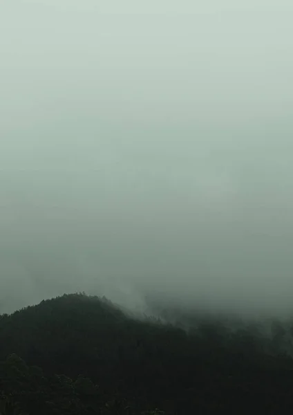 斯里兰卡的汉萨纳山脉在徒步旅行者中很受欢迎 在晨雾中轮廓清晰的山脉 — 图库照片