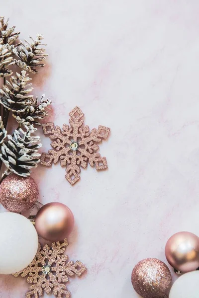 Blush Rosa Blanco Verde Decoraciones Navidad —  Fotos de Stock