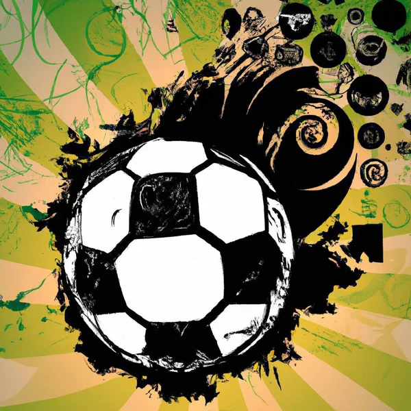 Созданная Искусственным Интеллектом Иллюстрация Футбольного Мяча Зеленом Фоне — стоковое фото