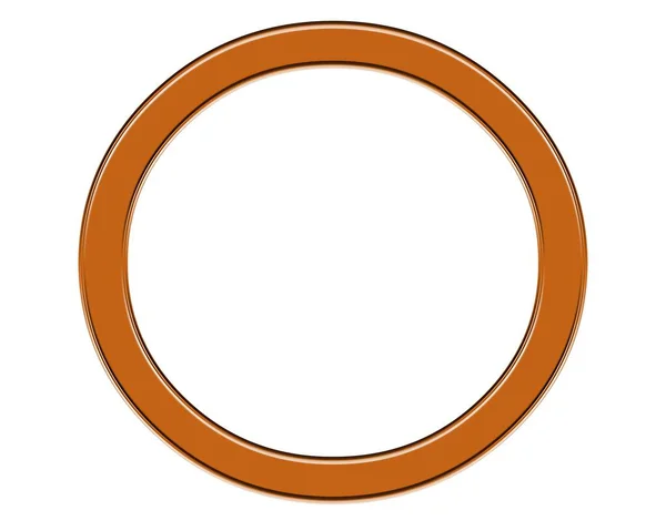 Circular Wooden Photo Frame Isolated Plain White Background — Stock Photo, Image