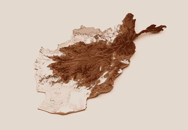 Тривимірне Відображення Карти Афганістану Старому Стилі Коричневим Кольором Світлому Кремовому — стокове фото