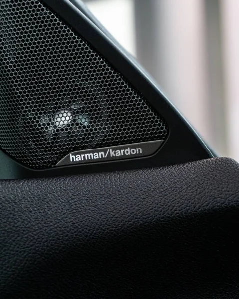 Vertical View Bmw Harman Kardon Premium Sound System Speaker Badge — Stock Photo, Image