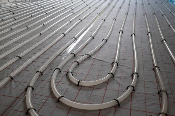 Winding Tubes Hydronic Radiant Heating System Floor — Stock Photo, Image