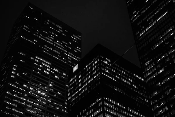 Låg Vinkel Skott Byggnader Natten Toronto Kanada — Stockfoto