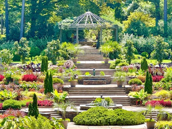 Gazebo Jardines Flores Sarah Duke Gardens Durham —  Fotos de Stock