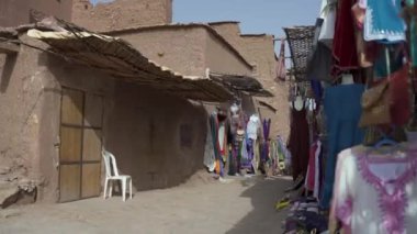 Ait Benhaddou, Fas 'taki antik binaların alçak açılı görüntüsü