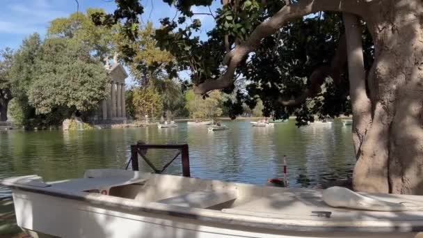 Красивий Вид Озеро Віллі Боргезе Сад Римі — стокове відео