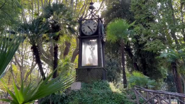 Una Hermosa Vista Reloj Villa Borghese Garden Roma — Vídeos de Stock