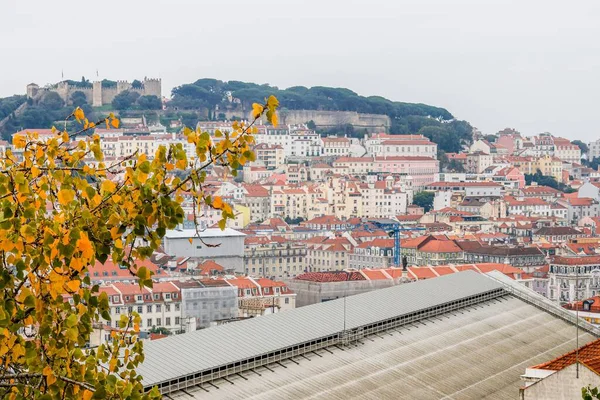 Landskap Över Staden Lissabon Regnig Och Dimmig Dag — Stockfoto