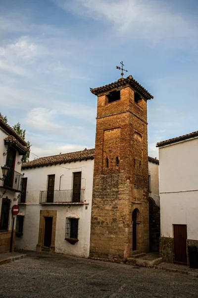 Függőleges Felvétel Minaret San Sebastian Emlékmű Ronda Spanyolország — Stock Fotó