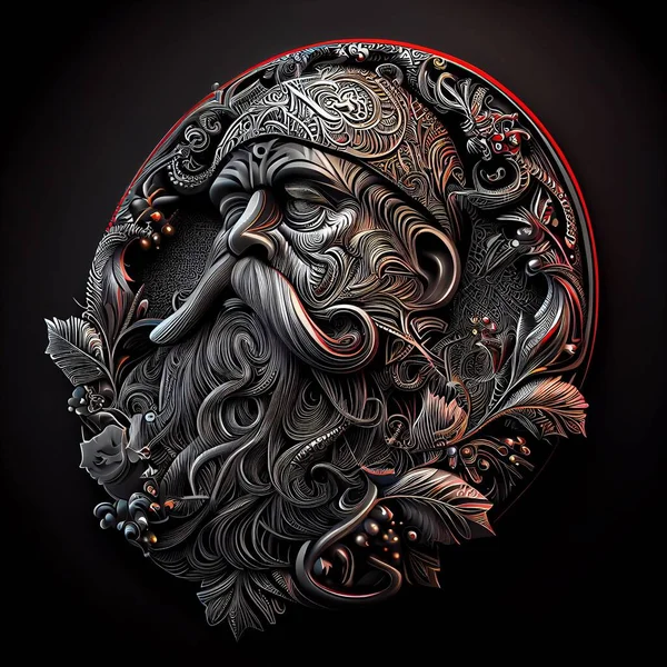 Ilustrace Kovového Symbolu Santa Claus Odznak Medaile Izolované Černém Pozadí — Stock fotografie