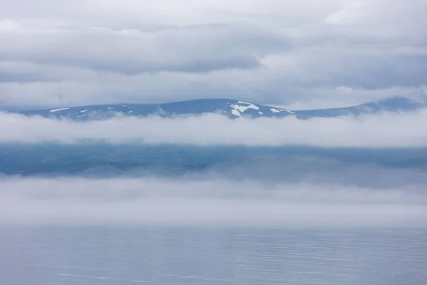 Minimalistic View Fluffy White Clouds Calm Sea — Stock Photo, Image