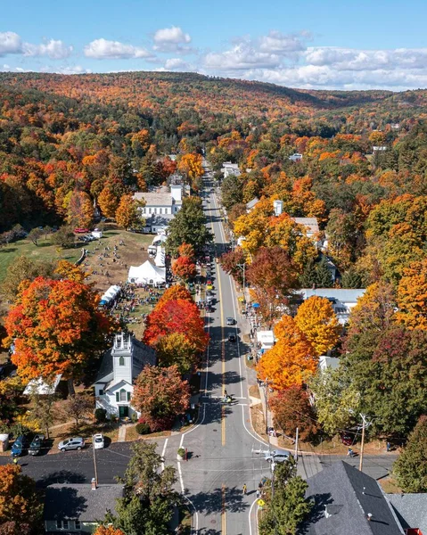 Aerial View Street Fall Festival — Stock Photo, Image