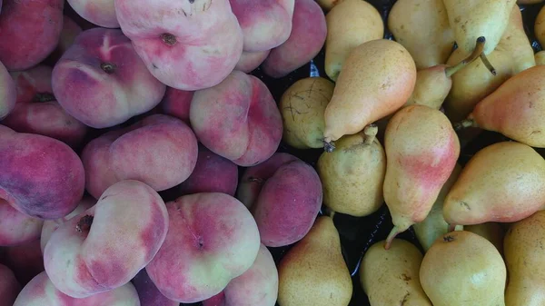 Texture Peaches Pears Pile Market — Stock Photo, Image