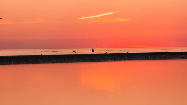 Mesmerizing Seascape Sunset Red Sky — Stock Photo, Image