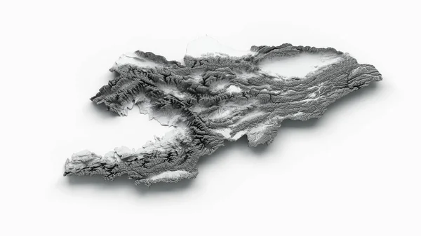 Renderowanie Mapy Kirgistanu Szarym Kolorem Izolowane Białym Tle — Zdjęcie stockowe