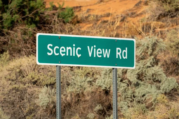 Closeup Shot Metal Scenic View Sign Road Page Arizona — Stock Photo, Image