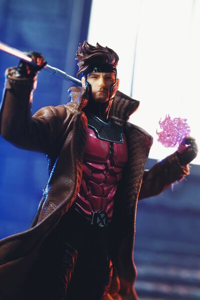 A vertical shot of the Gambit the God of Gambler on earth toy