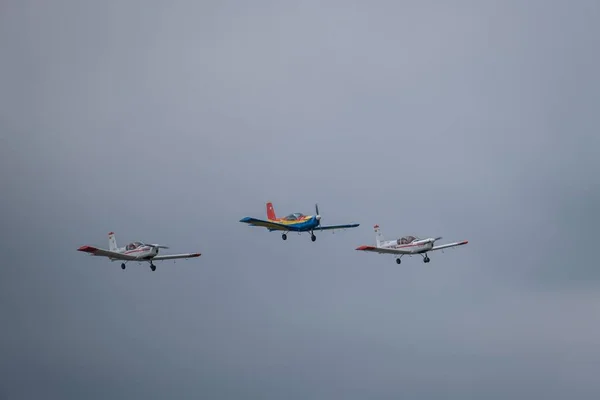 Los Tres Aviones Zce Que Vuelan Bucarest International Air Show — Foto de Stock