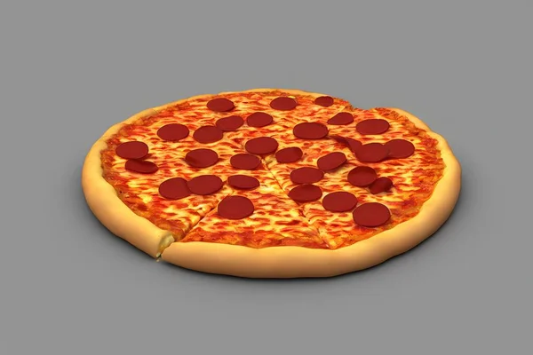 Ilustração Renderização Uma Pizza Com Queijo Carne — Fotografia de Stock