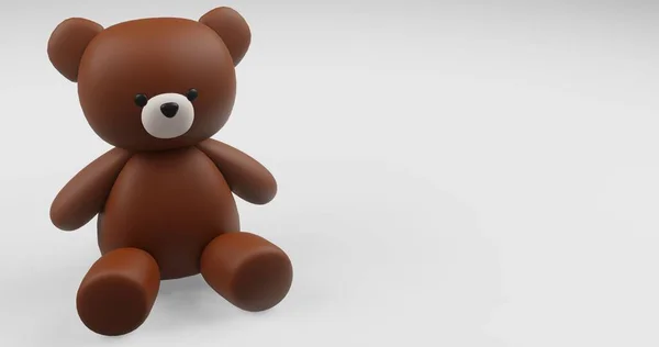 Ein Digitales Rendering Einer Niedlichen Glatten Braunen Teddybärfigur Auf Weißem — Stockfoto