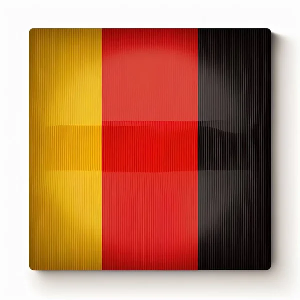 Μια Ανάγλυφη Γερμανική Σημαία Τετράγωνο Σχήμα Απομονωμένη Λευκό Φόντο — Φωτογραφία Αρχείου