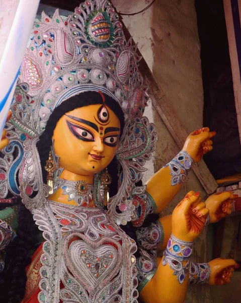 Close Vertical Estátua Deusa Hindu Durga — Fotografia de Stock
