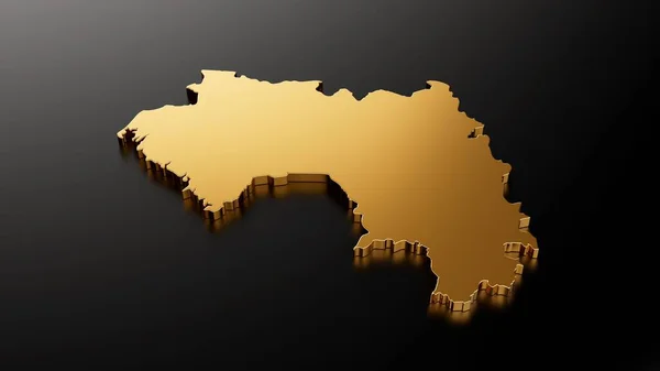 Siyah Arka Planda Parlak Altından Yapılmış Boyutlu Gine Haritası Seyahat — Stok fotoğraf