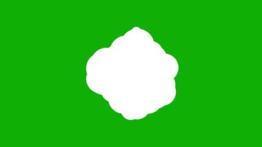 Yeşil ekranda beliren beyaz kabarcıklı bulutun 2D 60 fps animasyonu, oyalanan ve değişen formlar