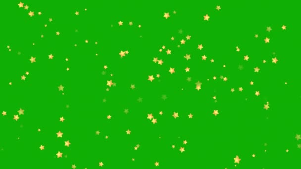 Las Estrellas Brillantes Diferentes Tamaños Aparecen Desvanecen Sobre Fondo Verde — Vídeos de Stock