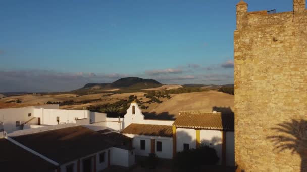 Vista Aérea Castillo Gigonza Dos Edifícios Próximos Cádiz Espanha — Vídeo de Stock