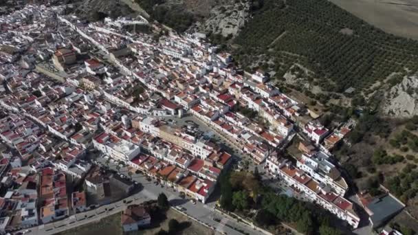 Luchtfoto Van Stad Bosque Landelijke Bergen Van Cadiz Andalusië Zuid — Stockvideo