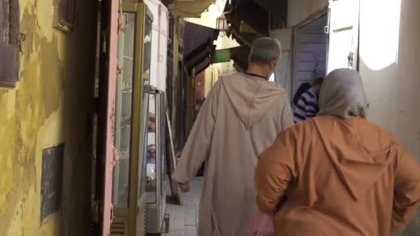 Die Menschen Meknes Medina — Stockvideo