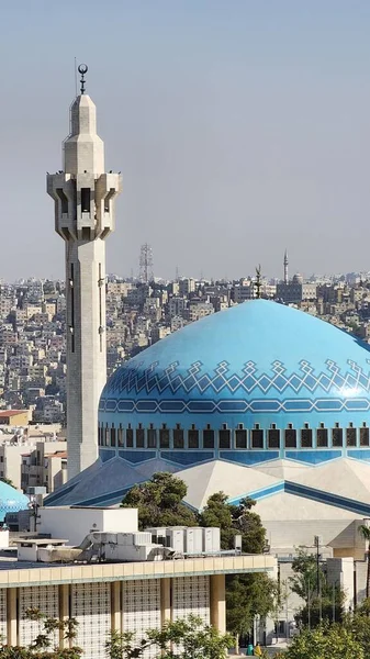Widok Lotu Ptaka Meczetu Króla Abdullaha Ammanie — Zdjęcie stockowe