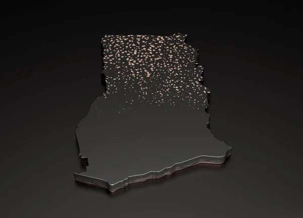 Eine Dreidimensional Gerenderte Karte Von Ghana Mit Goldglitzern Auf Schwarzem — Stockfoto