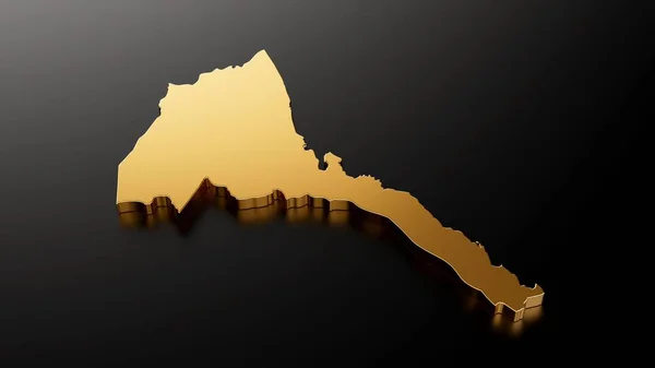 Siyah Arka Planda Parlayan Altından Yapılmış Boyutlu Eritre Haritası Seyahat — Stok fotoğraf