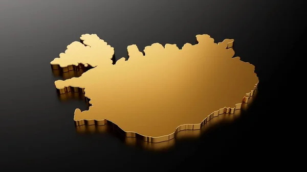 Zlanda Nın Altın Taş Haritasının Siyah Arka Planda Boyutlu Bir — Stok fotoğraf
