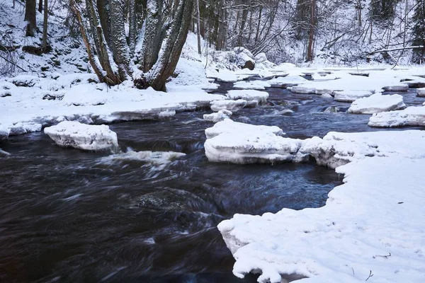 Primer Plano Río Que Fluye Invierno —  Fotos de Stock