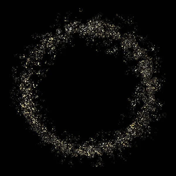 A Gold abstract glitter frame on black background
