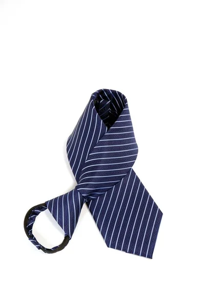 Вертикальний Знімок Синьо Смугової Поліефірної Краватки Ізольовано Білому Тлі — стокове фото
