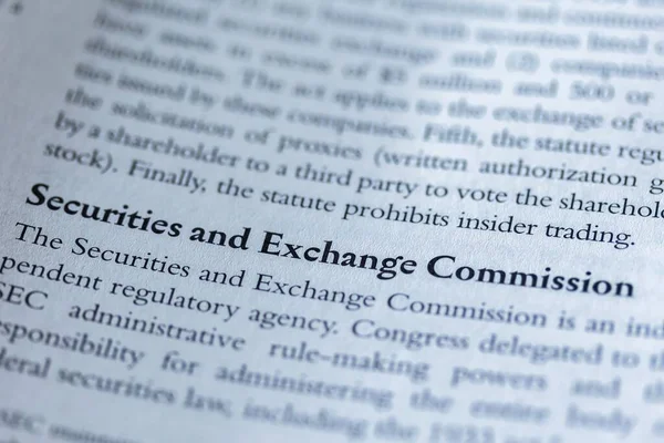 Part Referring Securities Exchange Commission Sec Written Legal Business Law — Stock Photo, Image