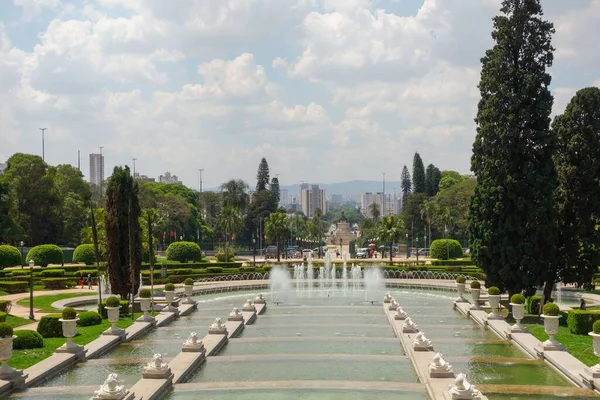 Sao Paulo Brésil Fontaines Dans Parc Indépendance Jardin Musée Ipiranga — Photo