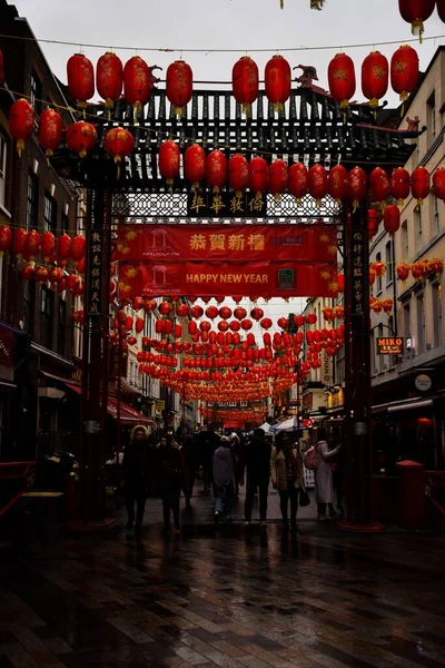 Tiro Vertical Uma Entrada Para China Town Meio Londres — Fotografia de Stock