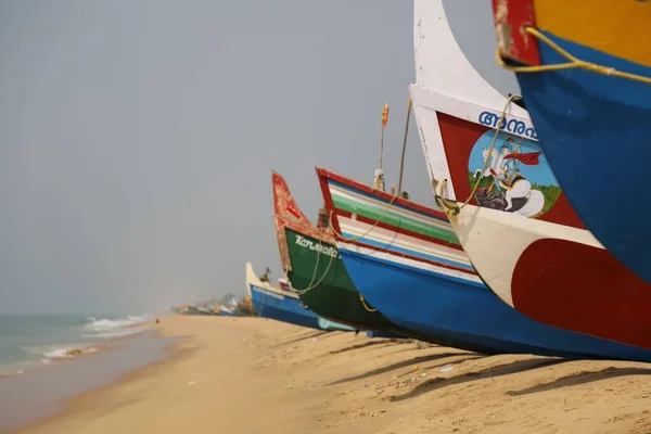 Die Bunten Boote Sandstrand — Stockfoto