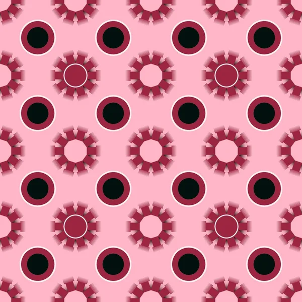 A seamless pattern of round figures isolated on an empty pink background