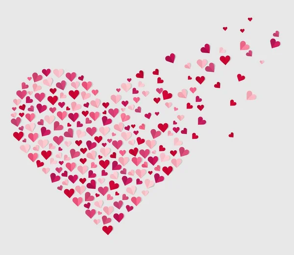 Corações Papel Rosa Vermelhos Espalhados Fundo Branco Desenho Cartão Dia — Fotografia de Stock