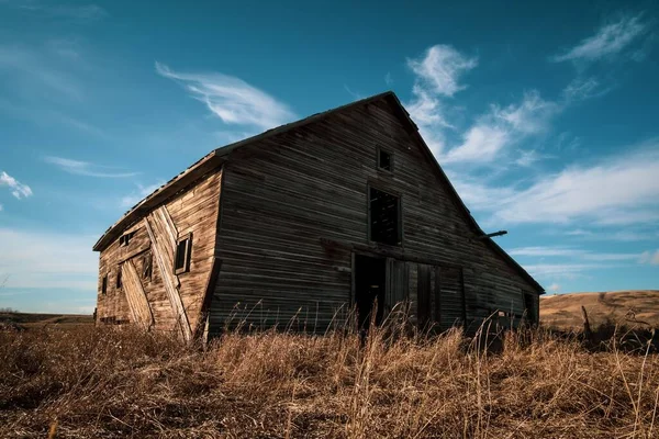 Une Grange Abandonnée Dans Les Badlands Alberta — Photo