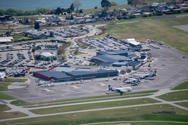 Luchthaven Queenstown Met Air New Zealand Vliegtuigen Van Opmerkelijke — Stockfoto